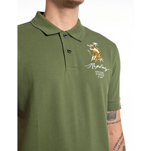 Снимка на REPLAY MEN'S REGULAR-FIT POLO-SHIRT WITH TIGER GRAPHIC