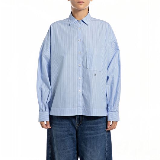 Снимка на REPLAY WOMEN'S COMFORT FIT SHIRT IN STRIPED POPLIN