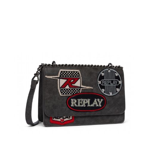 Снимка на REPLAY WOMEN'S CROSSBODY BAG WITH PATCHES AND VINTAGE EFFECT