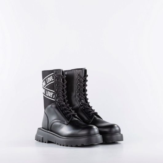 Снимка на LOVE MOSCHINO WOMEN'S SQUARE LOVE LEATHER COMBAT BOOTS