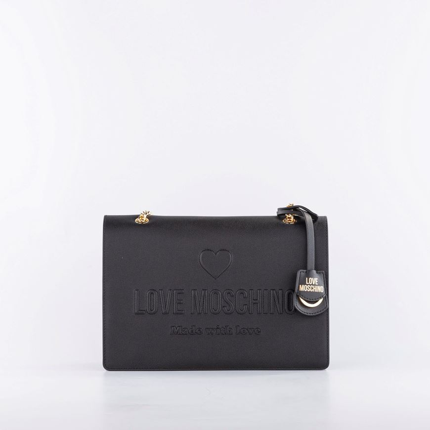 Снимка на LOVE MOSCHINO WOMEN'S LEATHER SHOULDER BAG WITH EMBOSSED LOGO