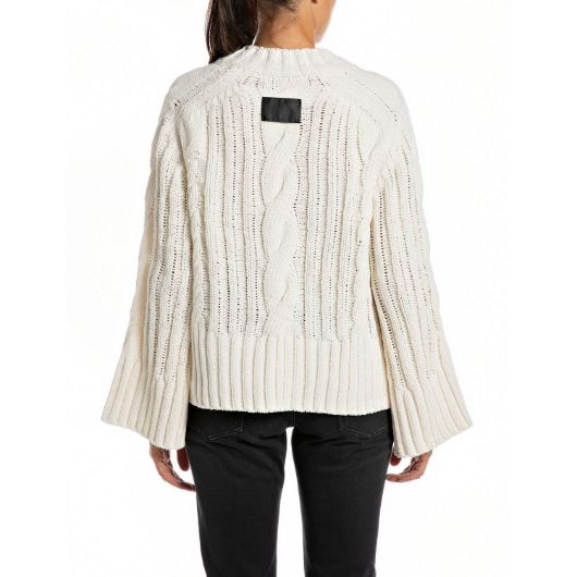 Снимка на REPLAY WOMEN'S CROPPED SWEATER WITH CABLE-KNIT DESIGN