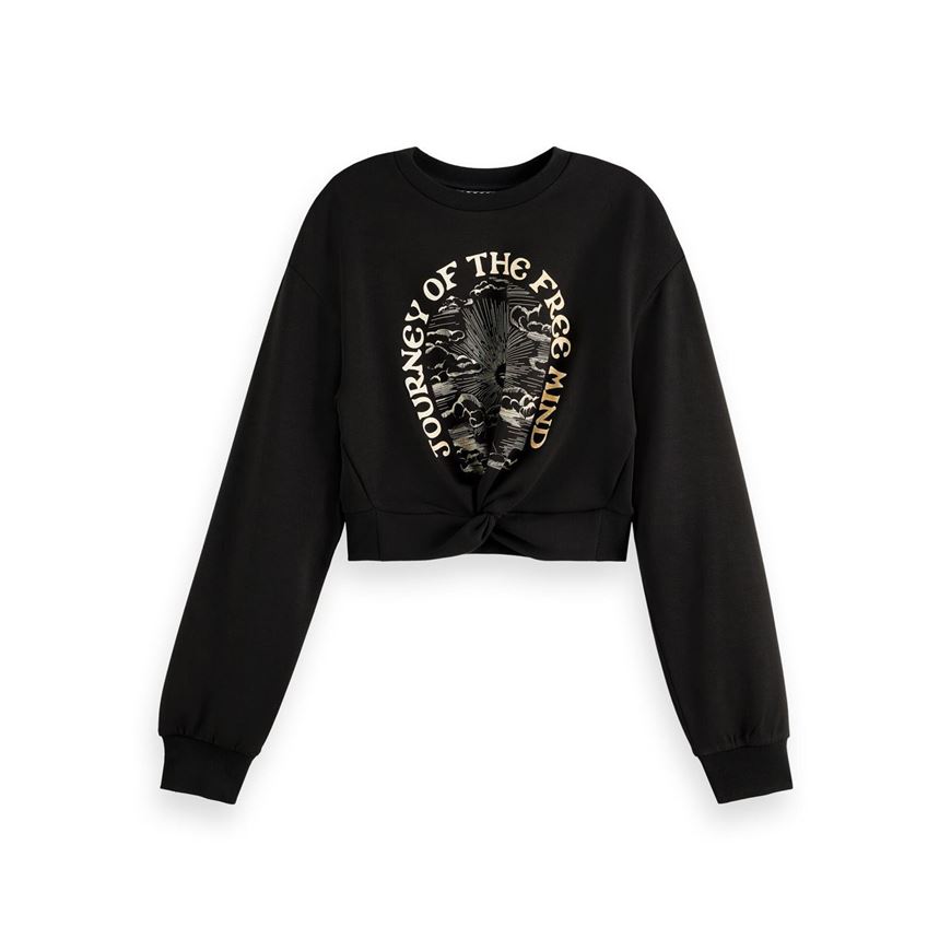 Снимка на SCOTCH&SODA WOMEN'S CHEST ARTWORK MODAL SWEATSHIRT WITH TWIST DETAIL