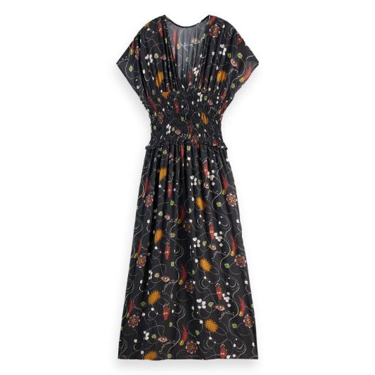 Снимка на SCOTCH&SODA WOMEN'S PRINTED MODAL SMOCK WAIST MAXI DRESS