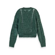 Снимка на SCOTCH&SODA WOMEN'S DISTRESSED CABLE STITCH CROPPED PULLOVER