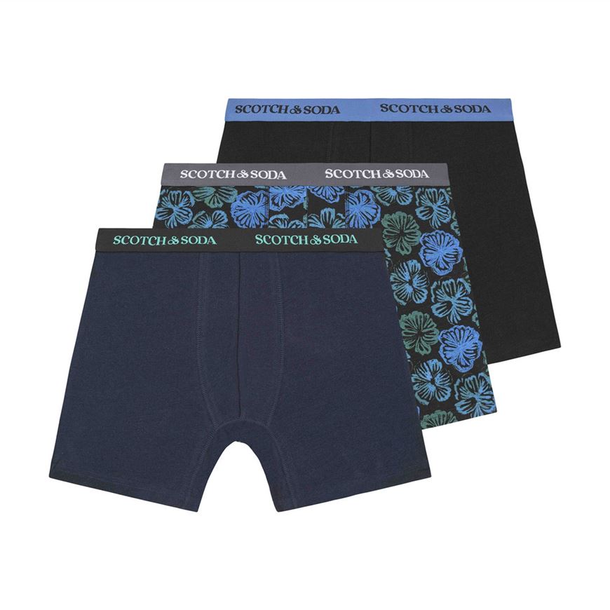 Снимка на SCOTCH&SODA MEN'S 3-PACK MENS COTTON STRETCH BOXER BRIEF UNDERWEAR - 2 SOLIDS & 1 PRINT