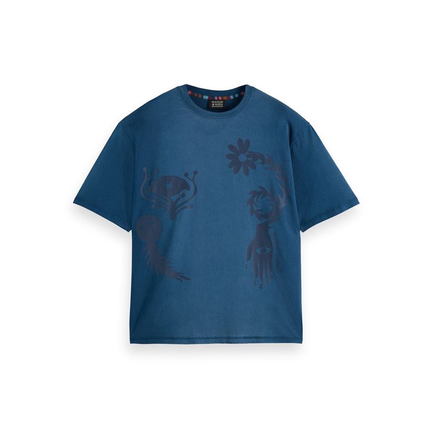 Снимка на SCOTCH&SODA MEN'S GARMENT DYED FRONT BACK ARTWORK T-SHIRT