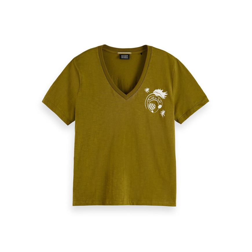 Снимка на SCOTCH&SODA WOMEN'S SLUB V-NECK REGULAR FIT T-SHIRT