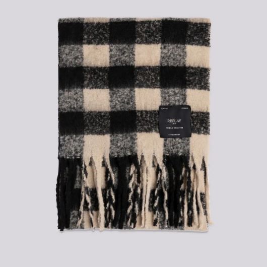 Снимка на REPLAY UNISEX FRINGED CHEQUERED SCARF