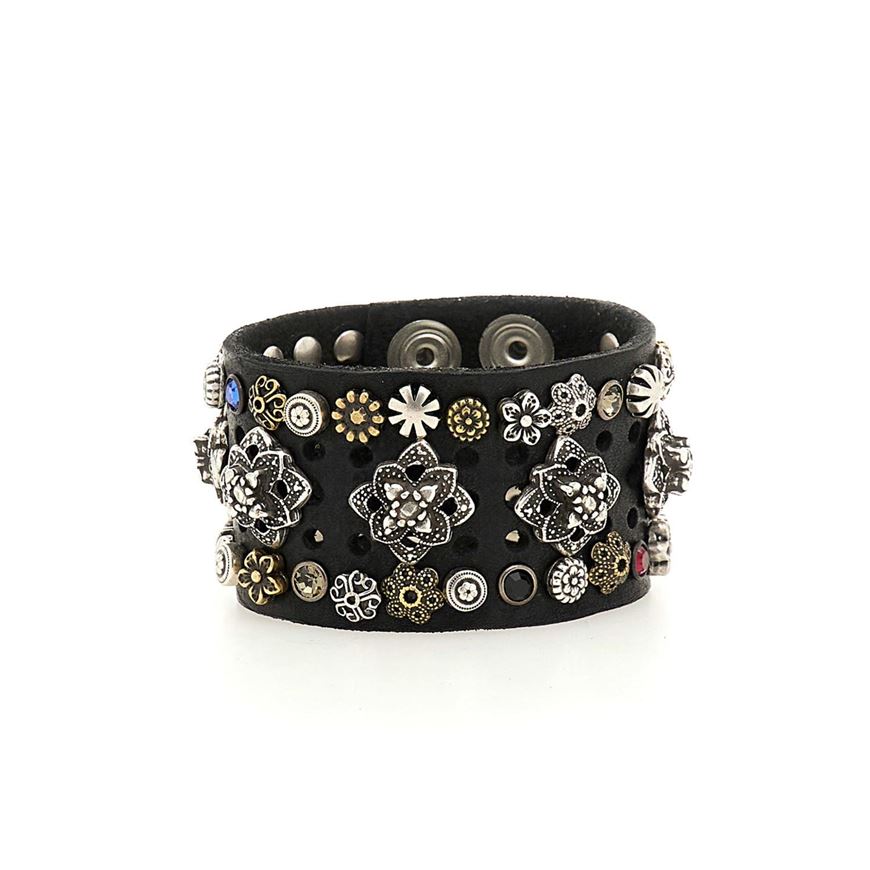 Снимка на CAMPOMAGGI WOMEN'S BRACELET BELLA DI NOTTE IN BLACK LEATHER WITH STUDS