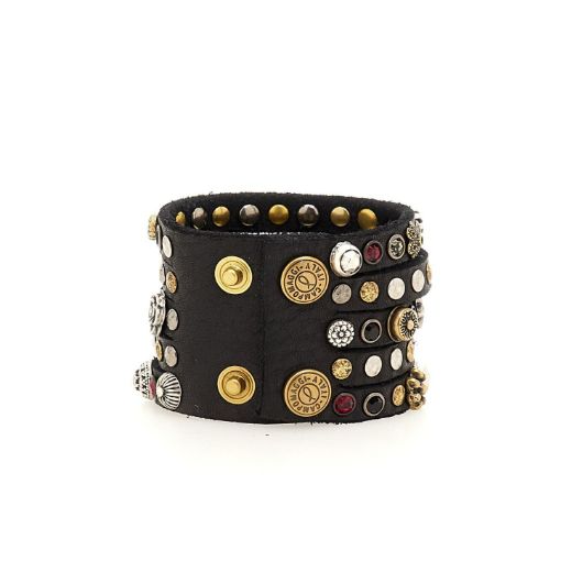 Снимка на CAMPOMAGGI WOMEN'S BRACELET BELLA DI NOTTE IN BLACK LEATHER WITH STUDS