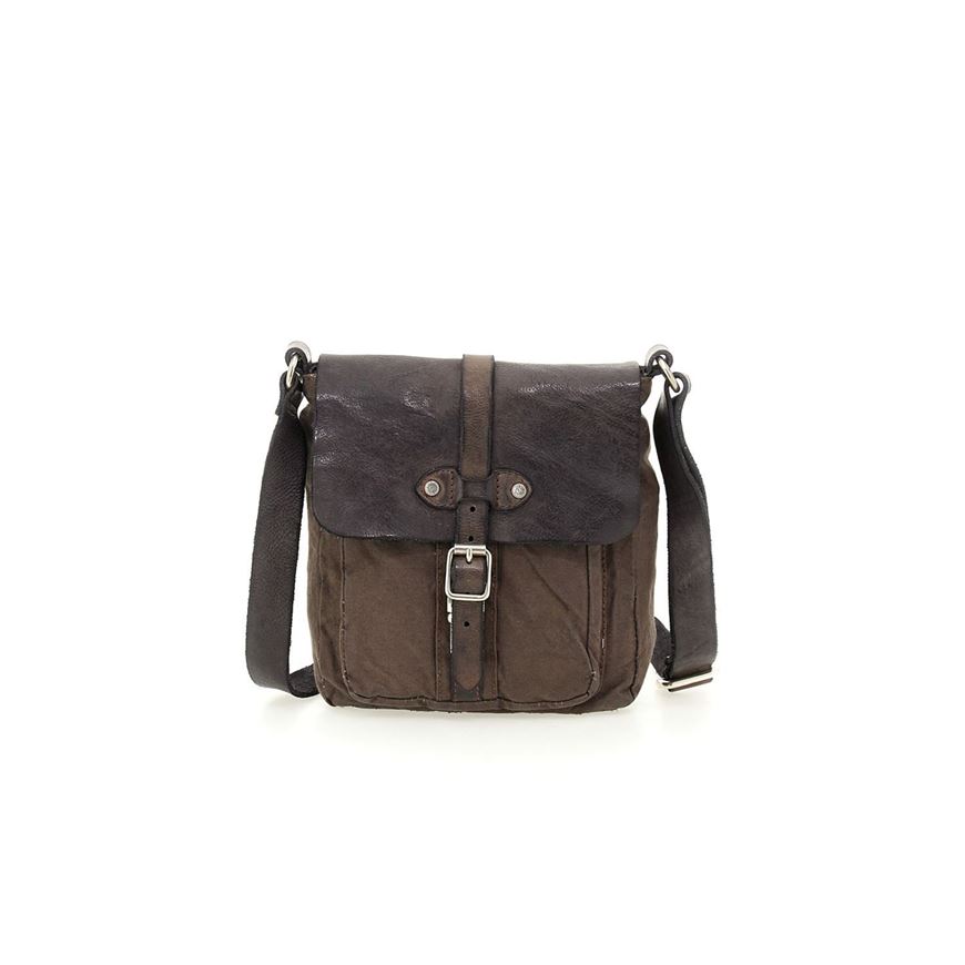 Снимка на CAMPOMAGGI CROSSBODY BAG SATURNO IN MILITARY GREEN AND DARK BROWN LEATHER