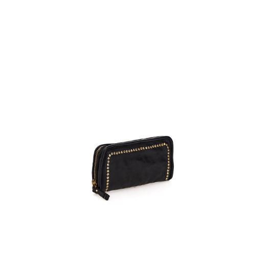 Снимка на CAMPOMAGGI WOMEN'S WALLET IRIS IN BLACK LEATHER WITH RIVETS