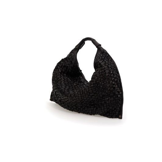 Снимка на CAMPOMAGGI WOMEN'S WOVEN HOBO BAG EDERA IN BLACK LEATHER