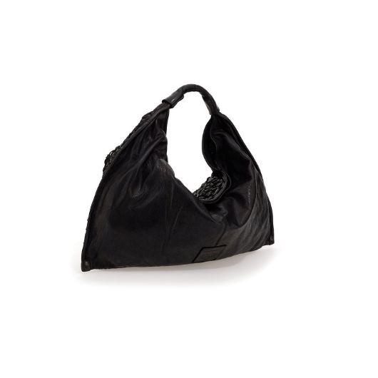 Снимка на CAMPOMAGGI WOMEN'S WOVEN HOBO BAG EDERA IN BLACK LEATHER