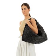 Снимка на CAMPOMAGGI WOMEN'S WOVEN HOBO BAG EDERA IN BLACK LEATHER