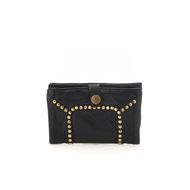 Снимка на CAMPOMAGGI WOMEN'S CLASSIC WALLET IN BLACK LEATHER WITH RIVETS