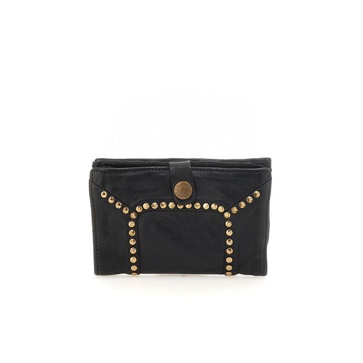 Снимка на CAMPOMAGGI WOMEN'S CLASSIC WALLET IN BLACK LEATHER WITH RIVETS