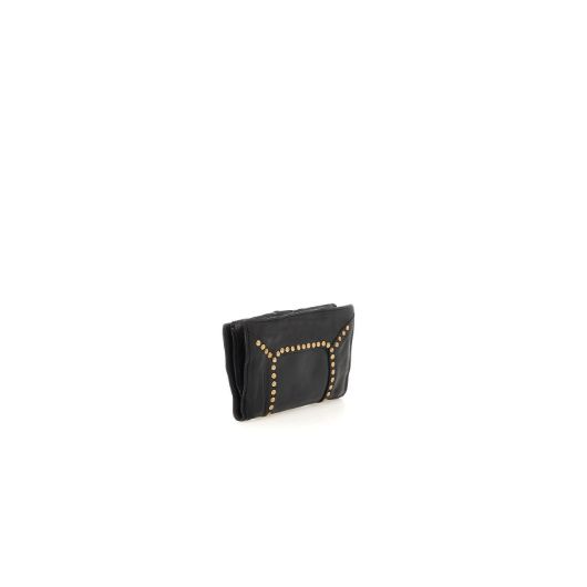 Снимка на CAMPOMAGGI WOMEN'S CLASSIC WALLET IN BLACK LEATHER WITH RIVETS