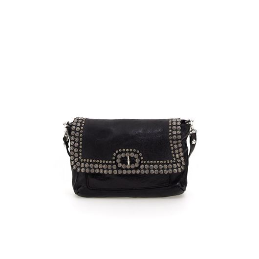 Снимка на CAMPOMAGGI WOMEN'S ORCHIDEA CROSSBODY BAG IN BLACK LEATHER WITH RIVETS