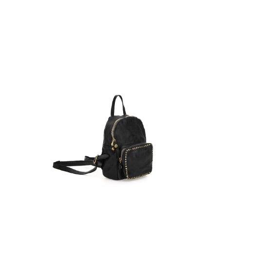 Снимка на CAMPOMAGGI WOMEN'S SMALL BACKPACK KURA IN BLACK LEATHER WITH RIVETS