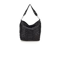 Снимка на CAMPOMAGGI WOMEN'S HOBO BAG IN BLACK LEATHER WITH EDERA WEAVE WITH DECORATED SHOULDER STRAP