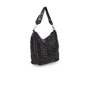 Снимка на CAMPOMAGGI WOMEN'S HOBO BAG IN BLACK LEATHER WITH EDERA WEAVE WITH DECORATED SHOULDER STRAP