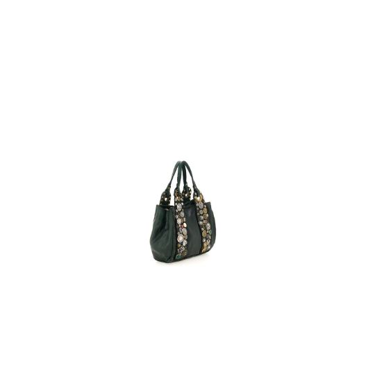 Снимка на CAMPOMAGGI WOMEN'S CROSSBODY BAG BELLA DI NOTTE IN GREEN LEATHER WITH STUDS