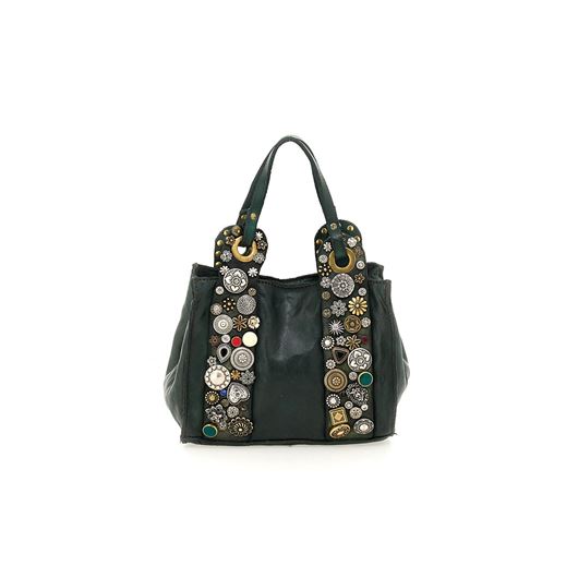 Снимка на CAMPOMAGGI WOMEN'S CROSSBODY BAG BELLA DI NOTTE IN GREEN LEATHER WITH STUDS