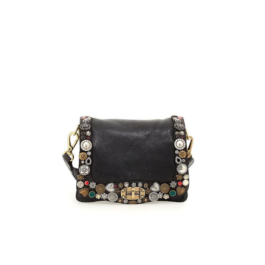 Снимка на CAMPOMAGGI WOMEN'S CROSSBODY BAG BELLA DI NOTTE IN BLACK LEATHER WITH STUDS