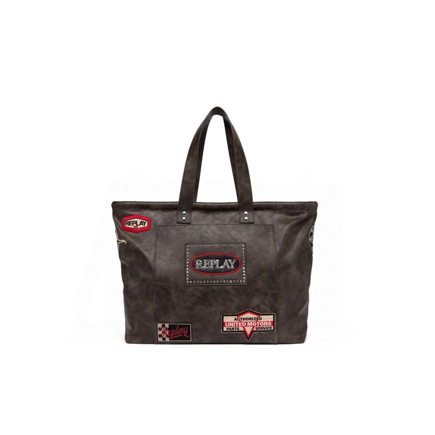 Снимка на REPLAY WOMEN'S SHOPPING BAG WITH PATCHES AND VINTAGE EFFECT