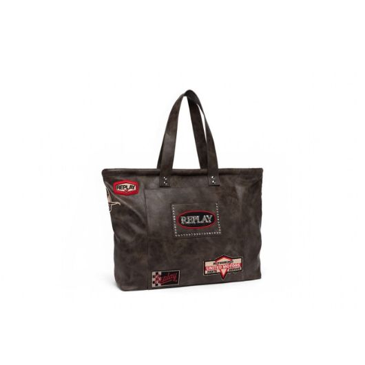 Снимка на REPLAY WOMEN'S SHOPPING BAG WITH PATCHES AND VINTAGE EFFECT