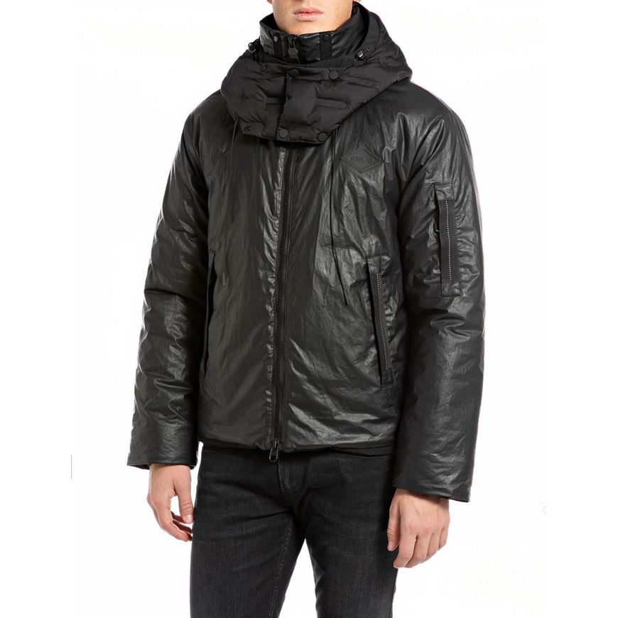 Снимка на REPLAY MEN'S  SHORT HOODED JACKET IN COATED COTTON POPLIN