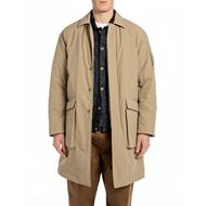 Снимка на REPLAY MEN'S SARTORIALE LONG JACKET IN LAMINATED NYLON COTTON BLEND