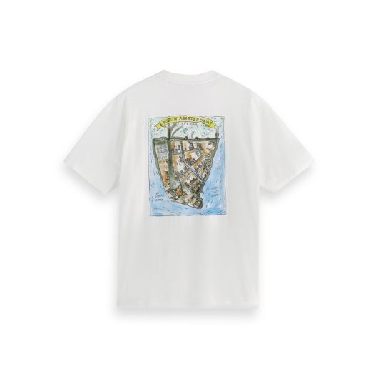 Снимка на SCOTCH&SODA MEN'S FRONT AND BACK ARTWORK RELAXED FIT T-SHIRT IN WHITE/PASTEL