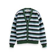 Снимка на SCOTCH&SODA MEN'S CROCHET DROPPED SHOULDER CARDIGAN IN DARK GREEN