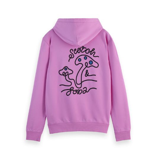 Снимка на SCOTCH&SODA MEN'S FRONT AND BACK ARTWORK HOODIE IN DARK PINK