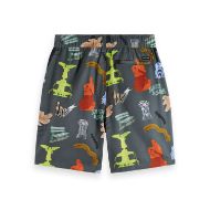 Снимка на SCOTCH&SODA MEN'S FAVE - PRINTED TENCEL RELAXED FIT BERMUDA SHORT IN DARK GREEN