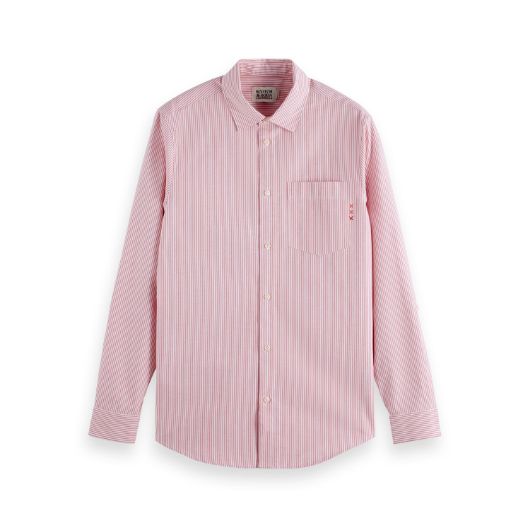 Снимка на SCOTCH&SODA MEN'S SEASONAL CORE - REGULAR FIT STRIPE OXFORD SHIRT IN DARK PINK