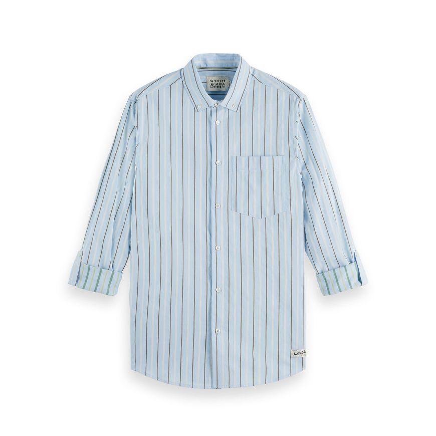 Снимка на SCOTCH&SODA MEN'S REGULAR FIT DOBBY STRIPE SHIRT IN MEDIUM BLUE