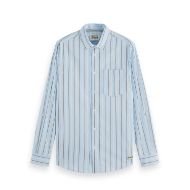 Снимка на SCOTCH&SODA MEN'S REGULAR FIT DOBBY STRIPE SHIRT IN MEDIUM BLUE