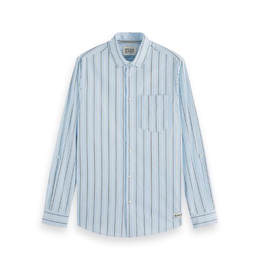 Снимка на SCOTCH&SODA MEN'S REGULAR FIT DOBBY STRIPE SHIRT IN MEDIUM BLUE