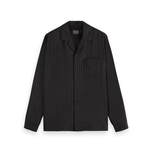 Снимка на SCOTCH&SODA MEN'S RELAXED FIT JACQUARD SATEEN SHIRT IN BLACK