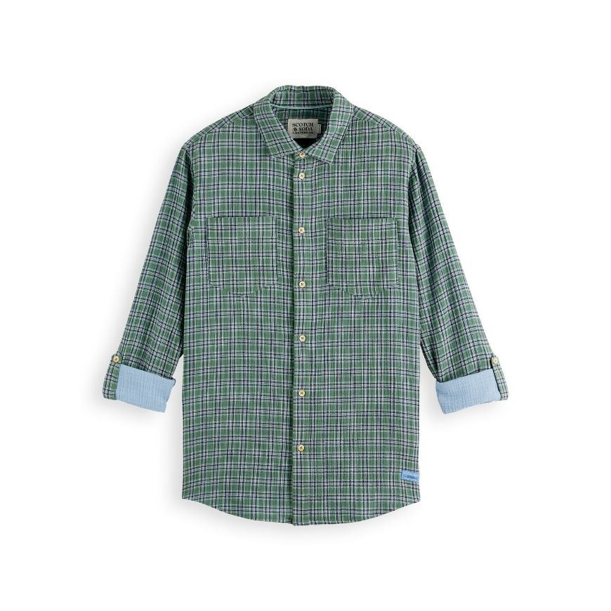 Снимка на SCOTCH&SODA MEN'S REGULAR FIT DOUBLE FACE CHECK SHIRT IN DARK GREEN