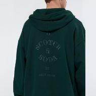 Снимка на SCOTCH&SODA MEN'S RIB INSERT ZIPPED LOOSE FIT HOODIE IN DARK GREEN