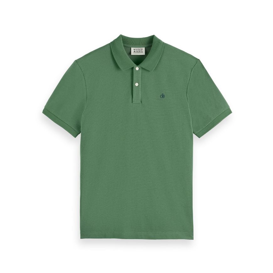 Снимка на SCOTCH&SODA MEN'S SEASONAL CORE - LOGO PIQUE POLO IN DARK GREEN