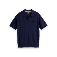 Снимка на SCOTCH&SODA MEN'S KNITTED V-NECK RELAXED FIT POLO IN NAVY