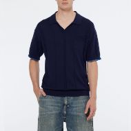 Снимка на SCOTCH&SODA MEN'S KNITTED V-NECK RELAXED FIT POLO IN NAVY