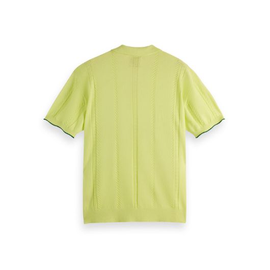 Снимка на SCOTCH&SODA MEN'S KNITTED V-NECK RELAXED FIT POLO IN MED YELLOW