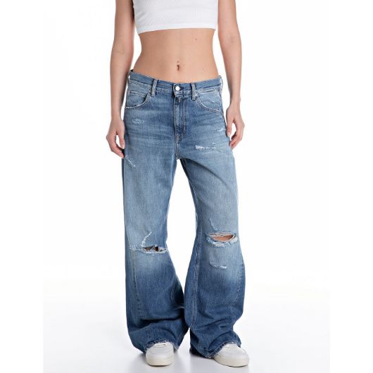 Снимка на REPLAY WOMEN'S NARJA BAGGY-FIT JEANS IN 12 OZ RECYCLED COTTON DENIM